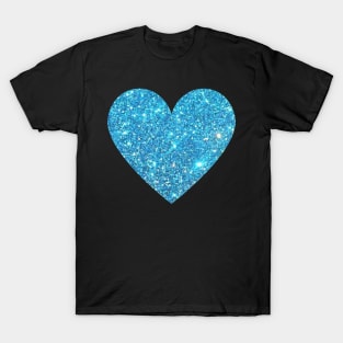 Light Blue Faux Glitter Heart T-Shirt